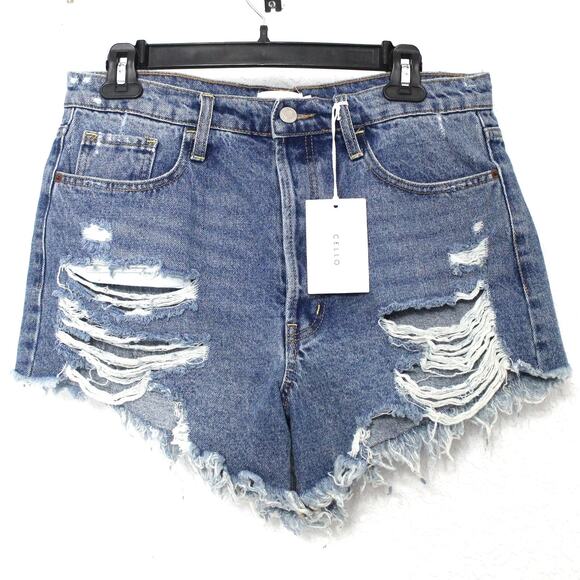 Cello High Rise Distressed Cut Off Short Size L NWT - Picture 1 of 5